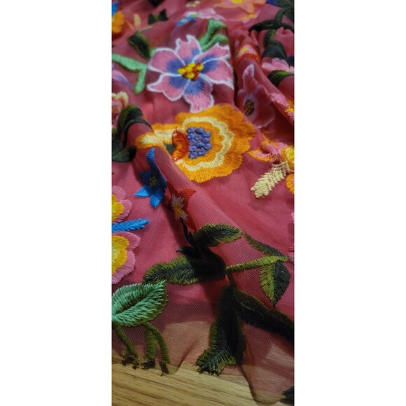 Jessakae Hibiscus Sleeveless Empire Waist Midi Dress Size 2X Embroidered Floral - Picture 9 of 15